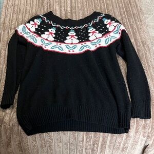 Maurices Black Festive Snowman Sweater